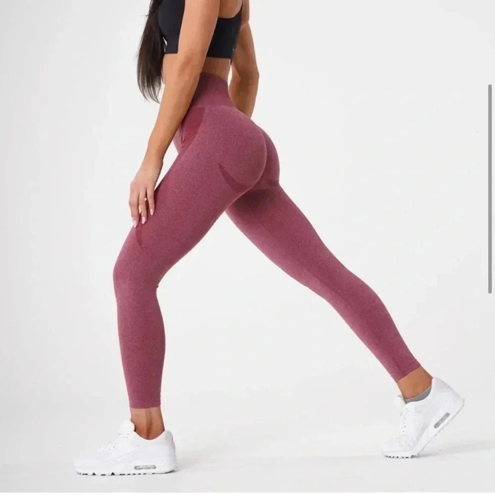 NVGTN Contour Seamless Maroon Gym Leggings Yoga Pants Compression Workout: Sm